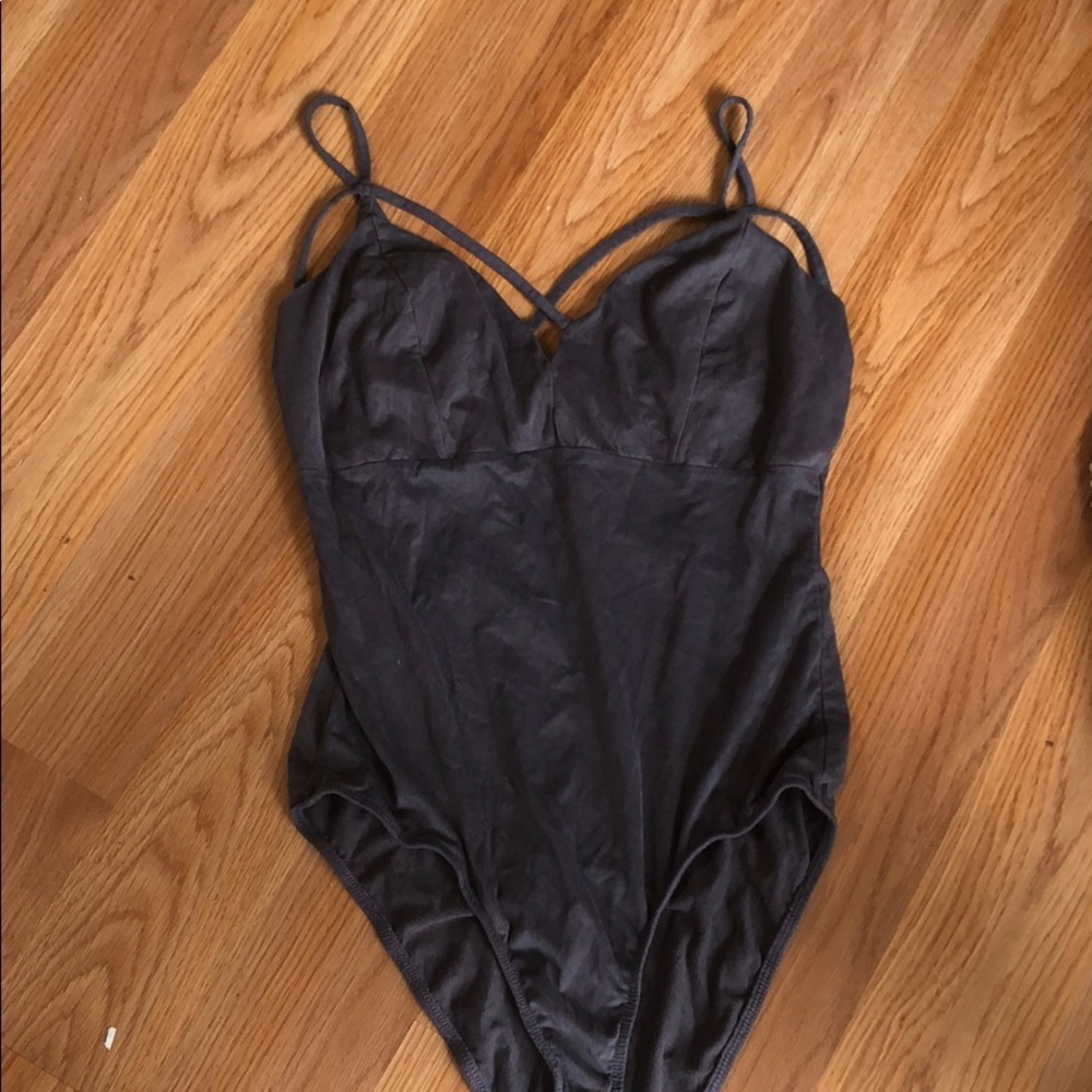 Charlotte ruse suede gray body suit